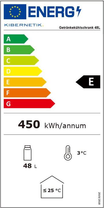 Energie-Label Kibernetik Getränkekühlschrank (48 l)