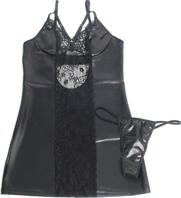 Subblime - 957537 LEDERKLEID MIT BLUMENSPITZE SCHWARZ L/XL (XL)