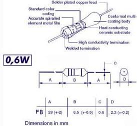 Actual product image Velleman Resistor Metalfilm 0.6W 5% 10M