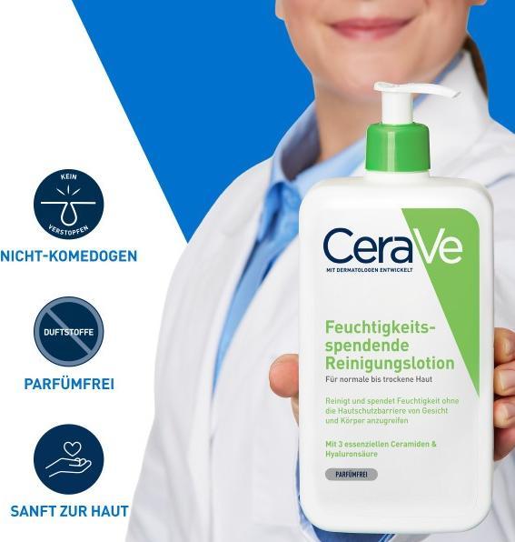 Produktbild CeraVe Feuchtigkeitsspendende Reinigungslotion für Gesicht und Körper (Reinigungslotion, 88 ml)