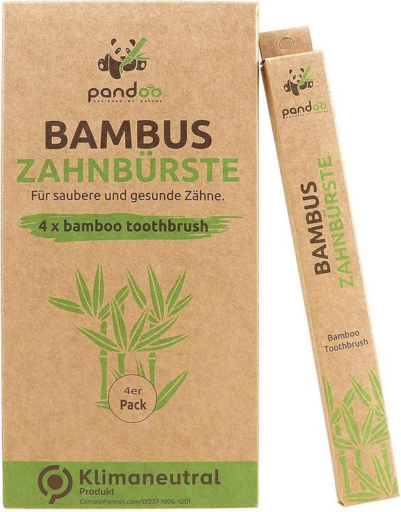 Actual product image Pandoo Bamboo toothbrush 4pcs (Medium, 4 x)