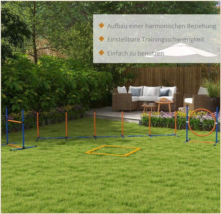 Produktbild PawHut Hunde Agility Set Kunststoff, Oxfordstoff Orange+Blau (Agility)