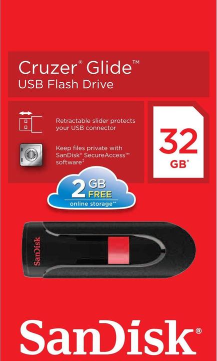 Image du produit SanDisk Cruzer Glide (32 Go, USB-A, USB 2.0)