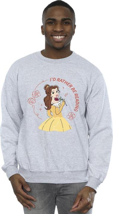 Actual product image Disney Mens Beauty And The Beast I'd Rather Be Reading Cotton Sweatshirt (L)