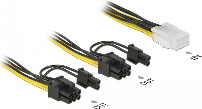 Produktbild Delock 6Pin auf 2x 8Pin oder 2x 6Pin Stromadapter