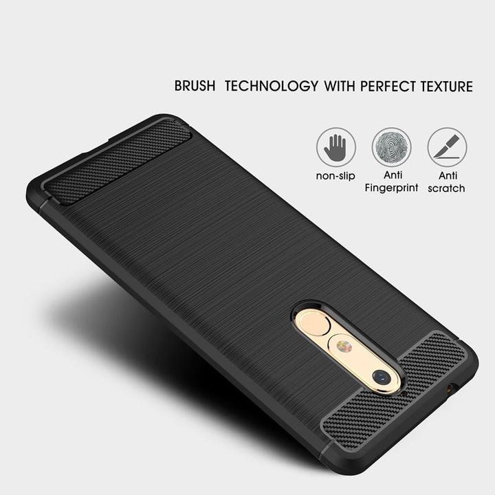 Actual product image König Design Nokia 5.1 Case Carbon Fiber Optics Brushed Protective Cover Bumper Case Grey (Nokia 5.1)