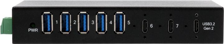Actual product image Exsys Industrial USB 3.2 Gen 2x1 Hub 7-Port (USB-C, 7 Ports)