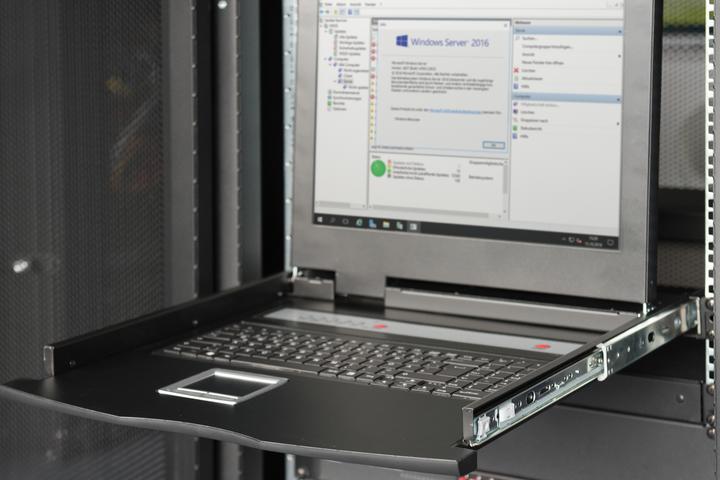 Actual product image Digitus Modular console with 19" TFT (48,3cm), 1-port KVM & Touchpad, US keyboard