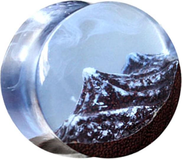 Image du produit Star Piercing Flared Plug Montagnes époxy bleu en bois de tamarin (sans laiton, Organique)