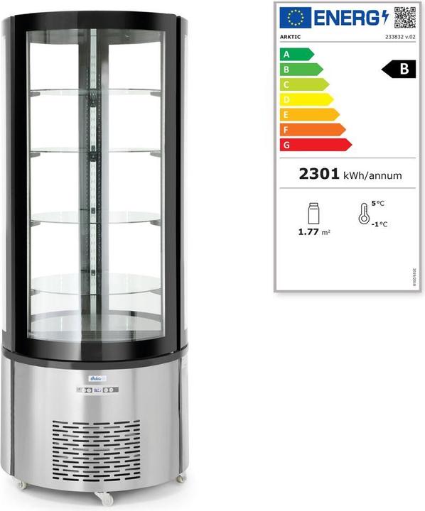 Energie-Label Hendi Kuchenvitrine rund rund 360 l (360 l)