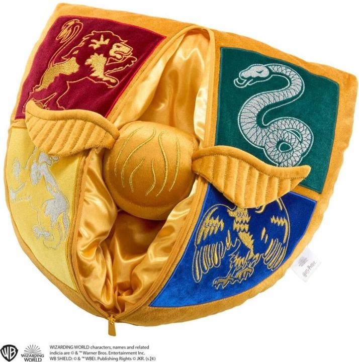 Actual product image Noble Collection Harry Potter oreiller avec peluche Quidditch Crest & Vif d'or (36 cm)