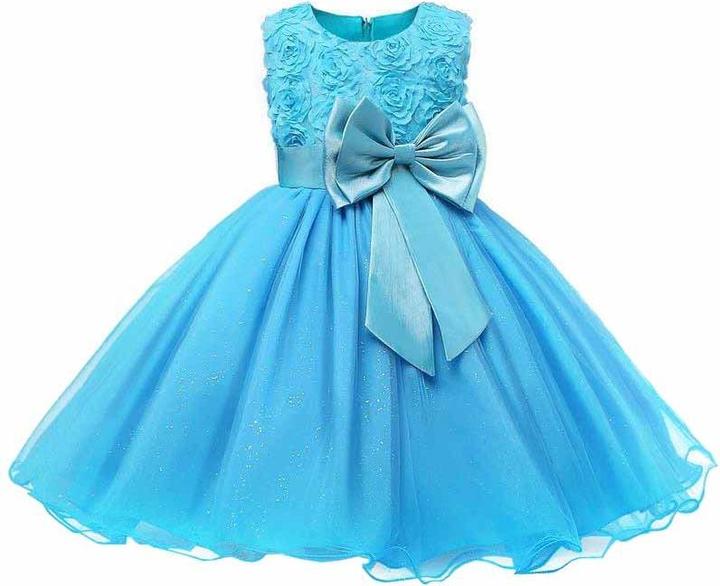 Image du produit JTI Robe de soirée avec noeud et fleurs - turquoise (130) (130 B)