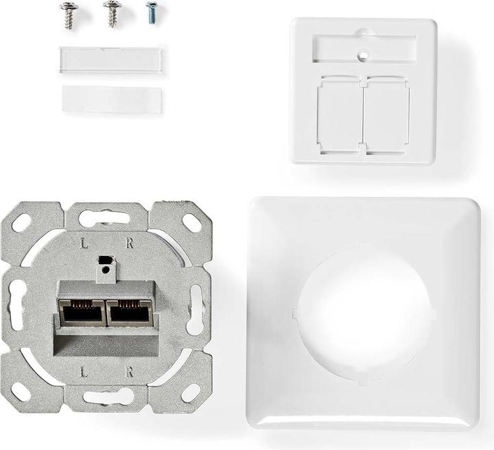 Produktbild Nedis Netzwerk-Wanddose | Unterputz | 2-Port port(s) | CAT7 | Gerade | Buchse | Vergoldet | PVC | El