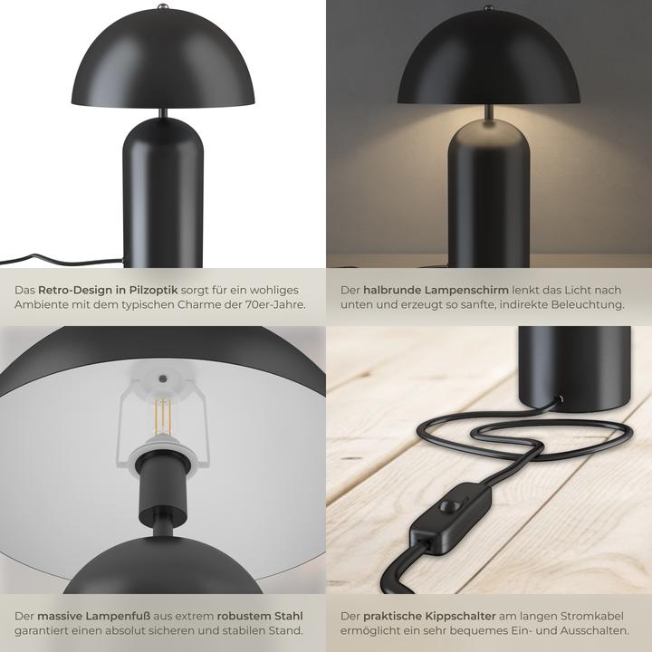 Produktbild tectake Kleine Retro-Tischlampe Altea, Pilzdesign, 40W (E14)