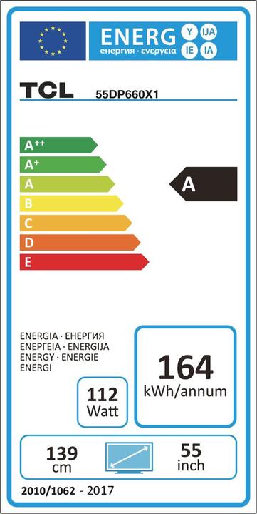 Energie-Label TCL 55DP660 (55", LCD, 4K, 2018)