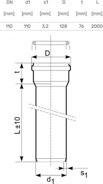 Actual product image Csdk SL Pipe with a socket KGEM 110x3.2/2000 SN4 (86) - 20020