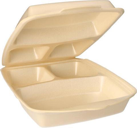 Actual product image Papstar 12045 Lunch Box Expanded Polystyrene (EPS) Beige (e) (50 x)