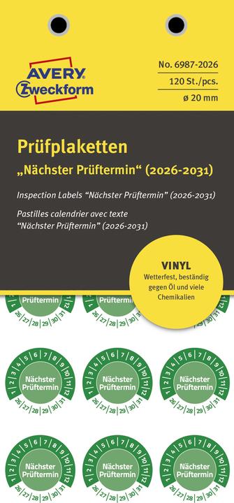 Produktbild Avery Prüfplaketten