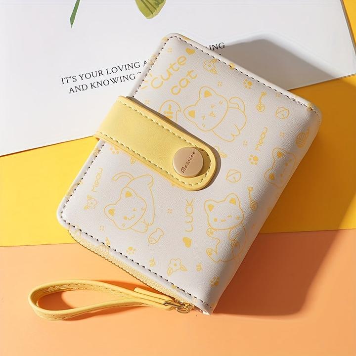 Only-Bags.Store Cat Pattern Short Wallet, Clutch Sweet Coin Purse, Mini Credit Card Purse