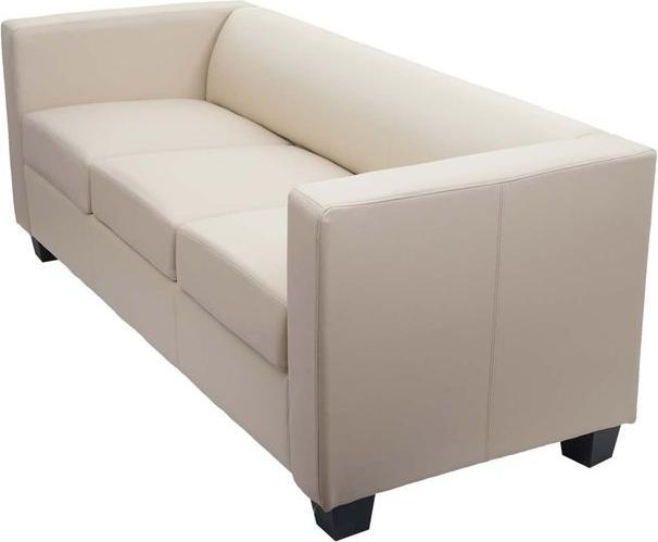 Produktbild Mendler 3er Sofa Couch Loungesofa Lille - Leder, creme (3-Sitzer)