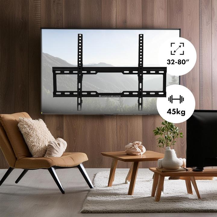 Image du produit Maclean Support TV max VESA 600x400 32-80 45kg Réglage de l'inclinaison +0°-10° MC-413 (Mur, 80", 45 kg)