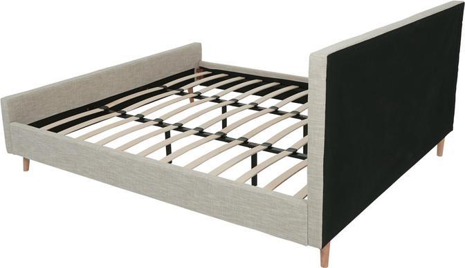 Produktbild Swisshandel24 Polsterbett HWC-J98, Bett Doppelbett Bettgestell mit Lattenrost, Massivholz 180x200cm creme-beige (180 x 200 cm)