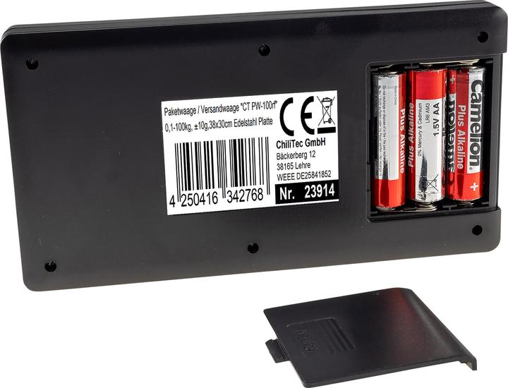 Actual product image Chilitec Parcel scale / shipping scale CT PW-100rf, 0.1...100 kg, 38x30 cm