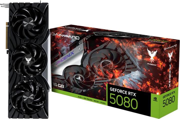 Actual product image Gainward GeForce RTX 5080 Phoenix V1 (DLSS 4, 3x DisplayPort, 1x HDMI 2.1) (16 GB)