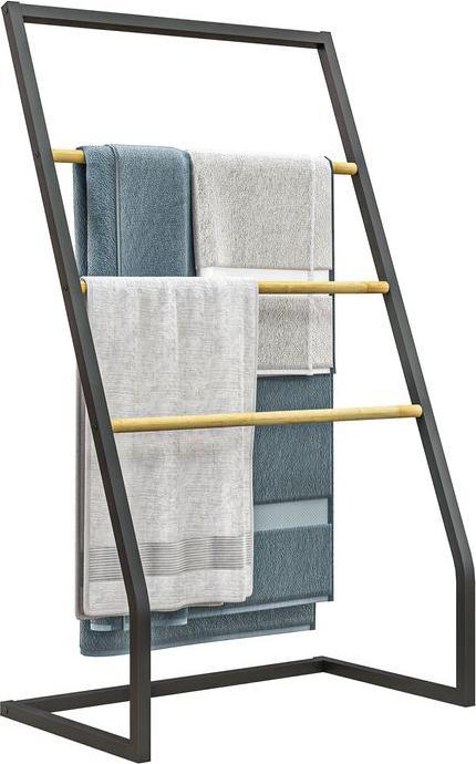 Actual product image Swisshandel24 Towel rack, free-standing towel rail with 3 towel rails, towel rail for bathroom, St