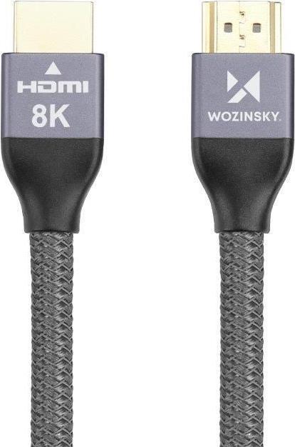 Actual product image Wozinsky HDMI 2.1 8K 60 Hz 48 Gbps / 4K 120 Hz / 2K 144 Hz 2 m silver (WHDMI-20) (2 m, HDMI)