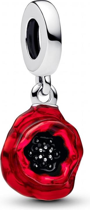 Actual product image Pandora Red Flower Dangle Charm (Silver 925, Enamel)
