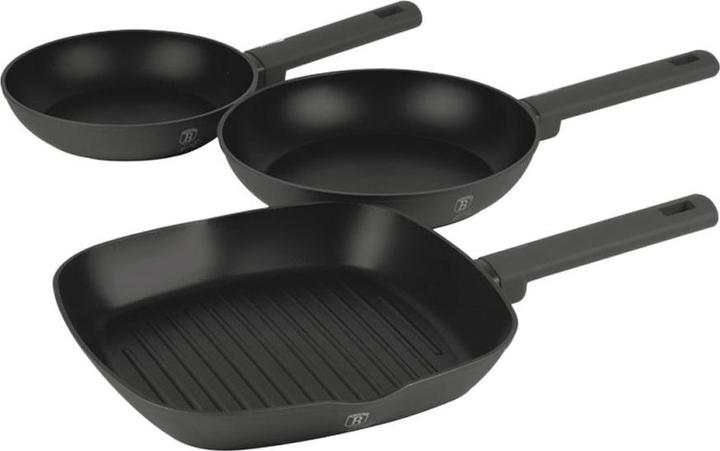 Produktbild BerlingerHaus Haus 3-teiliges Bratpfannen Set Ø 20/24cm + 28 cm Grillpfanne matt Anthracite Collection (28 cm, Grillpfanne, Bratpfanne, Aluminium)