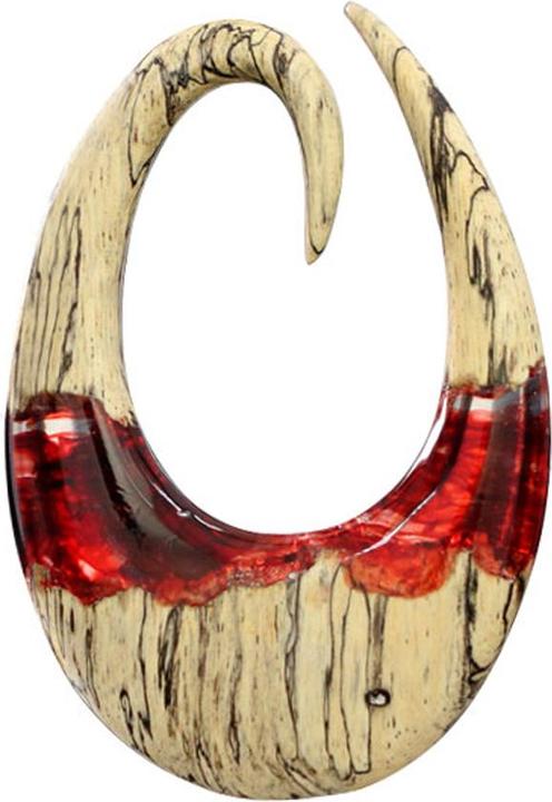 Produktbild Star Piercing Ohrgewicht Spirale färbung rot Epoxy transparent aus Tamarind Holz (ohne Messing, Organisch)