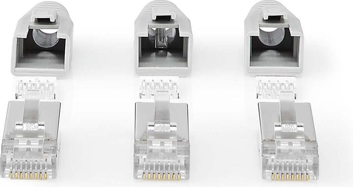 Actual product image Nedis CCBW89380GY RJ45 plug RJ45 Pass Through Fixed/Split FTP CAT6a Straight Gold-plated 10 pcs. (F/FTP, CAT6a, 0.04 m)