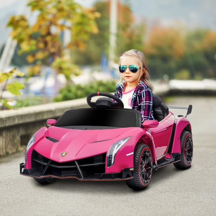 Actual product image Swisshandel24 Lamborghini Kinderauto, pink, Fernbedienung, Bluetooth, 30kg Belastbarkeit (12 V)