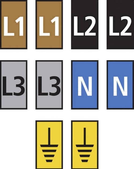 Immagine prodotto HellermannTyton WIC2-L1,L2,L3,N,Terra-PA66-MIX (1000) Clip di marcatura Impronta Terra 561-02300