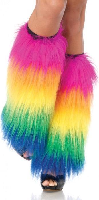 Leg Avenue Furry Leg Warmers - Regenbogen