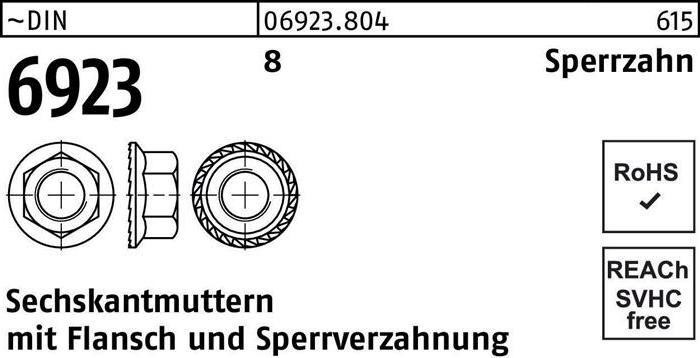 Produktbild Reyher Sechskantmutter DIN 6923 m.Flansch M 4 8 Sperrverzahnung (M4)