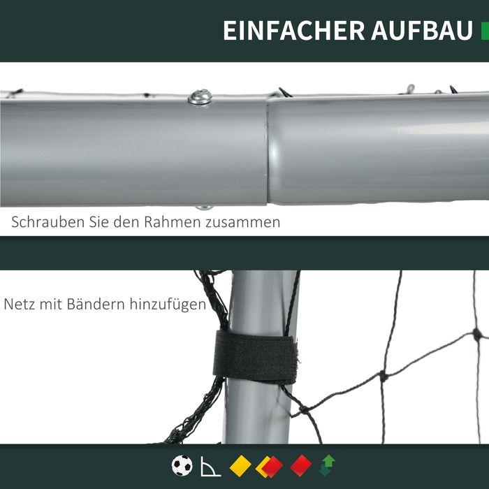 Actual product image Swisshandel24 Fussballtor mit PE-Netzgewebe, Fussball-Tor für Kinder und Erwachsene, Stahl, Grau