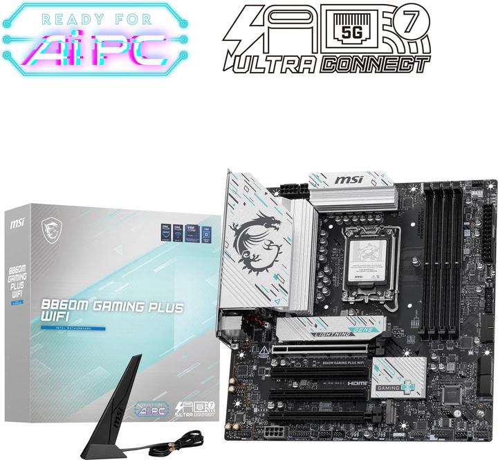 Actual product image MSI B860M GAMING PLUS WIFI LGA1851 MB (Socket S1, Intel B860, mATX)