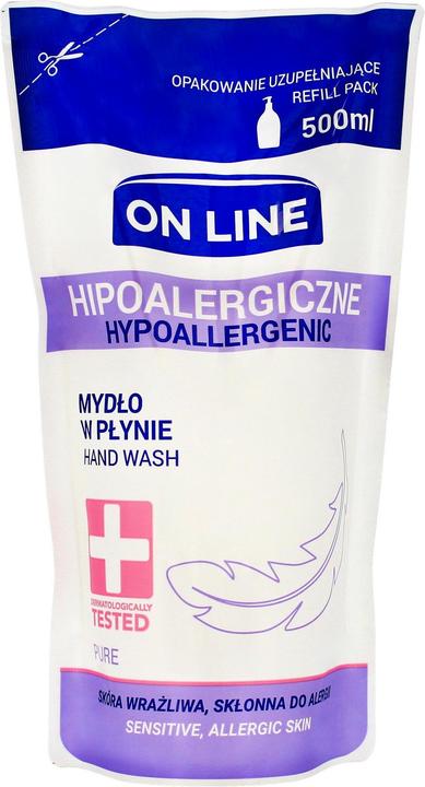 Productafbeelding On Line Pure Hypoallergene Vloeibare Zeep - Navulling 500ml (Vloeibare zeep, 500 ml)