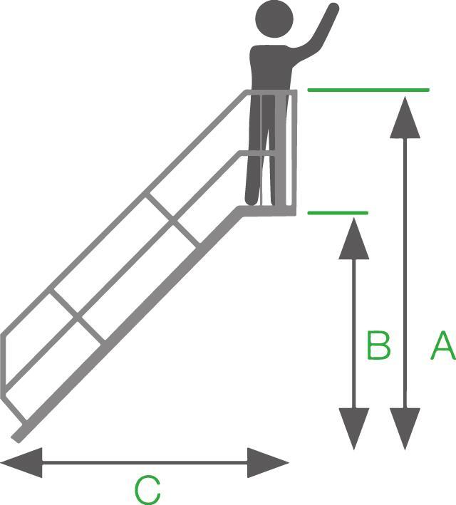 Image du produit Munk Escalier 45° largeur des marches 600 mm 10 marches aluminium strié (Escabeau, 222 cm)