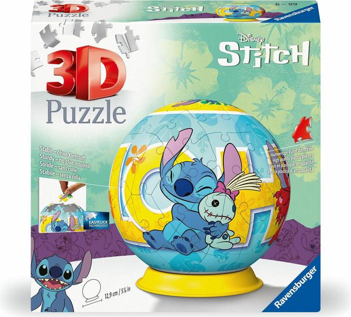 Produktbild Ravensburger 3D Puzzle 11596 - Puzzle-Ball Disney Stitch - Puzzle-Ball für Erwachsene und Kinder ab (72 Teile)