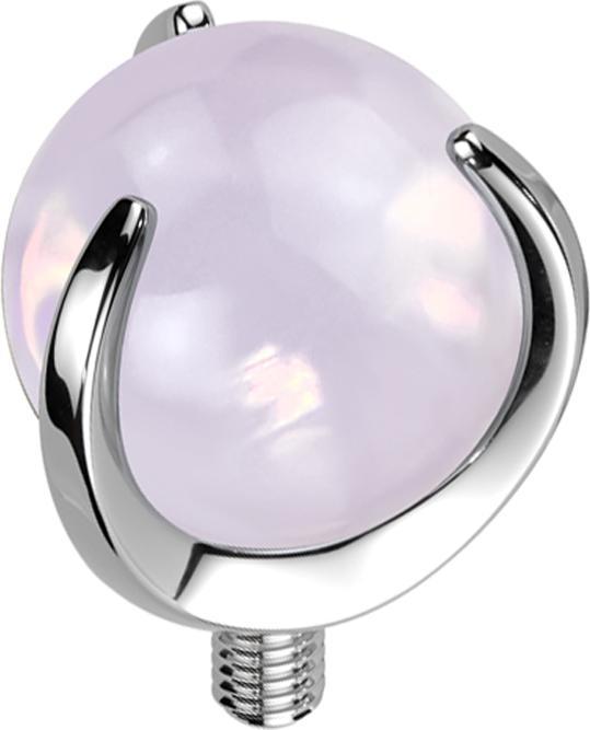 Image du produit Star Piercing Dermal Anchor argent boule opalite rose pierre sertie (Minéral, sans laiton, Titane G23)