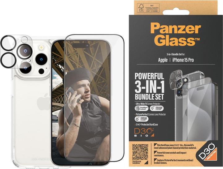 Image du produit PanzerGlass Pack 3 en 1 (1 pièce(s), Apple iPhone 15 Pro)