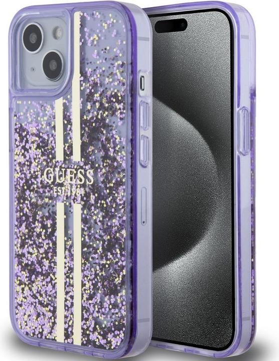Image du produit Guess PC/TPU Liquid Glitter Gold Stripe Case pour iPhone 15 Purple (Apple iPhone 15)