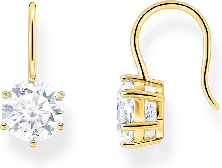 Thomas Sabo Ohrhänger mit grossem, weissem Zirkonia vergoldet (925 Sterlingsilber, 750 Gelbgold Vergoldung)