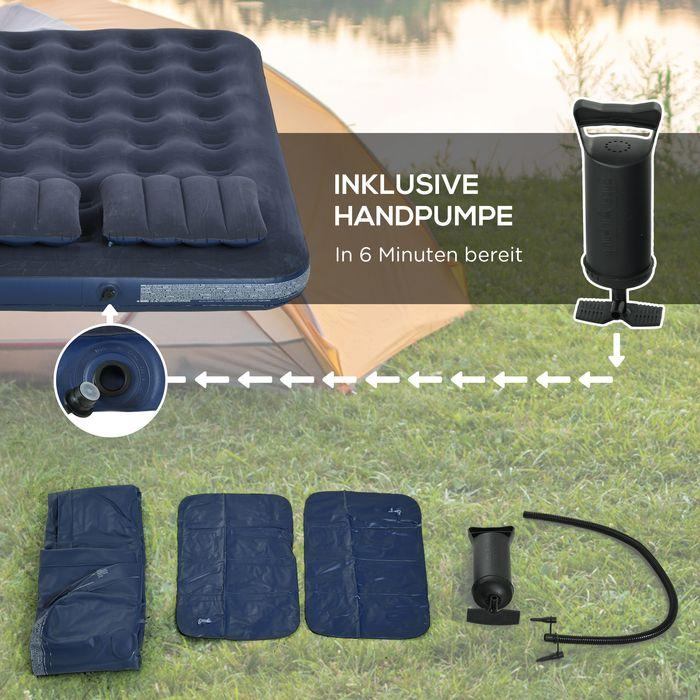 Immagine prodotto Swisshandel24 Materasso gonfiabile per 2 persone, con pompa a mano, morbido e robusto, 203x152x22cm, blu (152 x 203 cm)