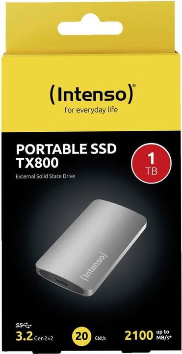 Actual product image Intenso SSD 1.0TB TX800 1.8" USB 3.2 Gen1 Anthracite (1000 GB)
