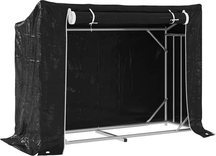 Produktbild VidaXL Brennholzregal mit Regenschutz 151x60,5x110,5 cm Stahl Verzinkt